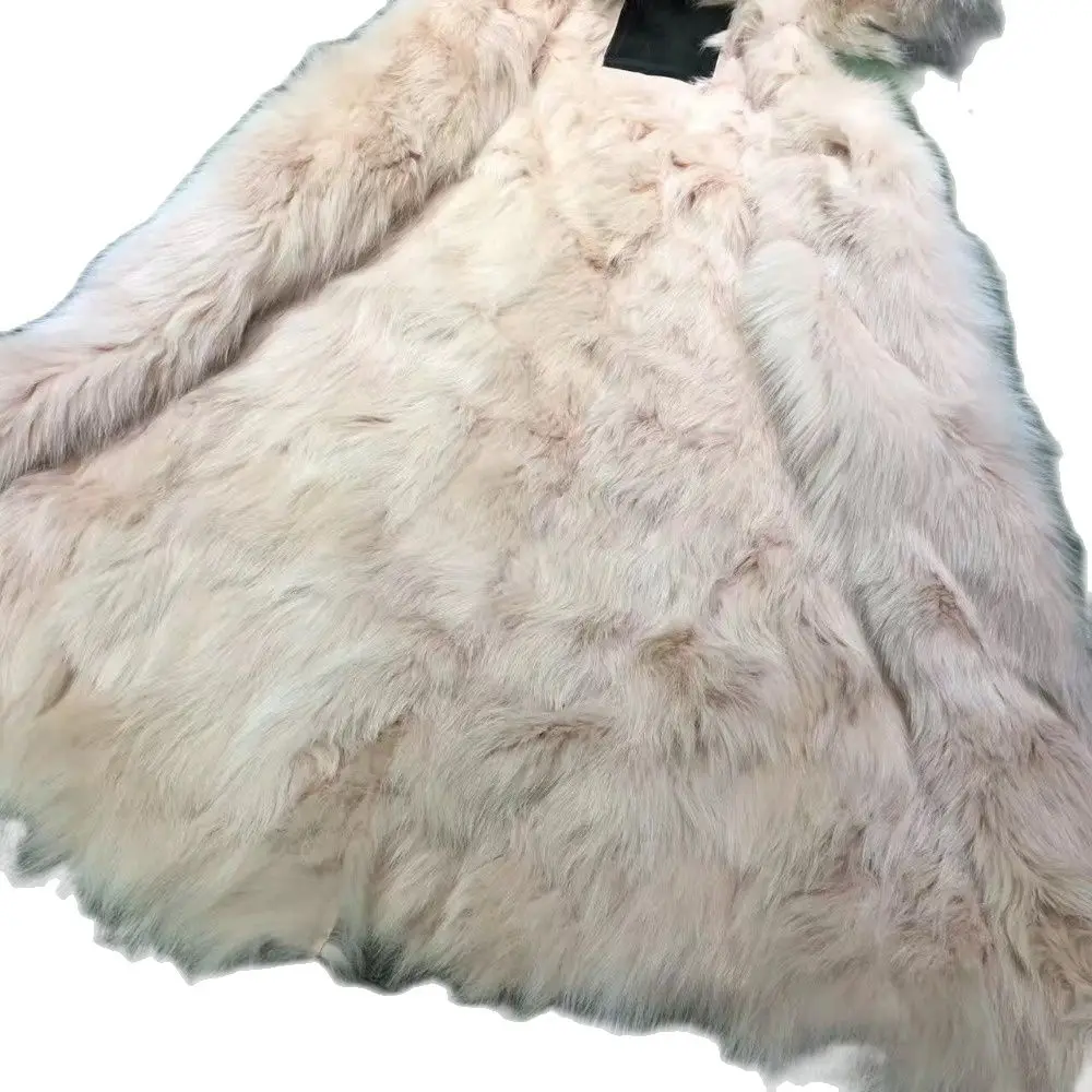 Длинная парка с розовым лисьим мехом для женщин зимняя одежда пальто капюшоном mr