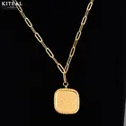 KITEAL Новый! Ожерелья и подвески золотистого цвета для женщин, винтажное ожерелье с квадратными буквами, аксессуары для ювелирных изделий