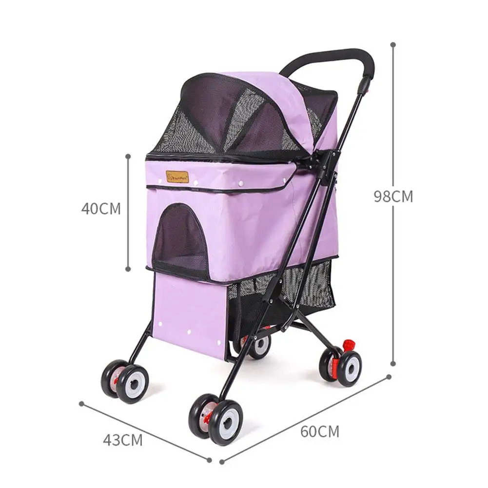 

Foldable Pet Stroller 4 Wheel Dog Puppy Cat Travel Stroller Pet Carrier Stroller With Mesh Window Breathable Pet Trolley 28kg
