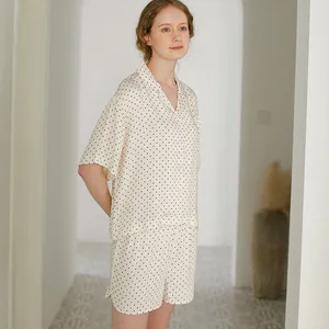 2 Pieces Summer Pajamas for Women Viscose Dot Print Pajamas Short Ladies Sleepwear Nightie Femme Home Clothing Pyjama Suit Sets 2 Pieces Summer Pajamas for Women Viscose Dot Print Pajamas Short Ladies Sleepwear Nightie Femme Home Clothing Pyjama Suit Sets