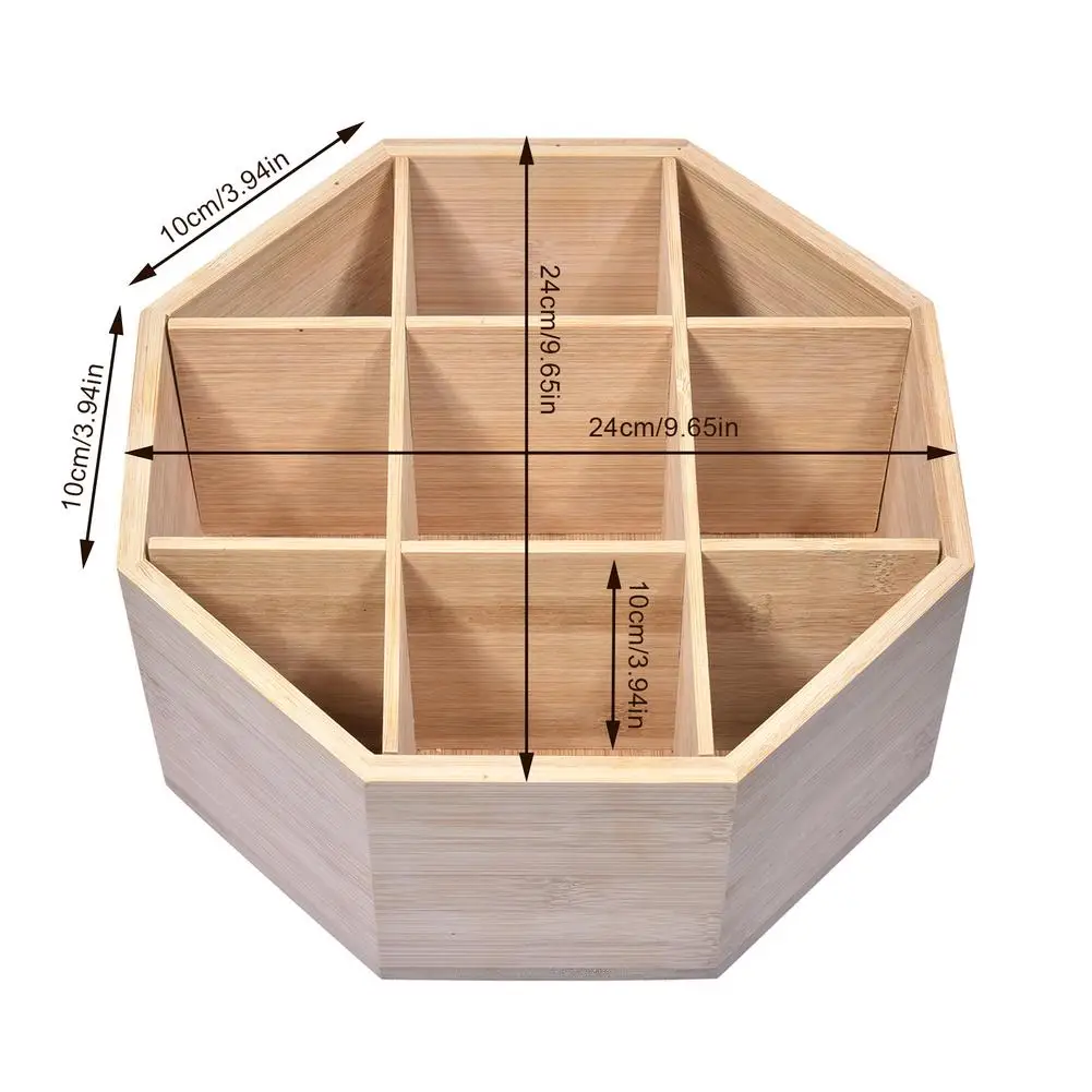 

9 Cells Natural Bamboo Storage Box Sectional Tray Snack Teabag Container For Spiral Tea Coffee Household Kitchen Cabinet Storage