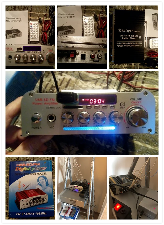 Kentiger 2CH Hi-Fi Bluetooth автомобильный аудио усилитель мощности fm-радио плеер Поддержка SD USB DVD MP3 вход для автомобиля мотоцикла дома