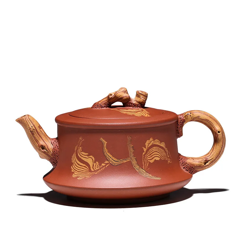 

Pottery Teapot Full Manual Yixing Raw Ore Please Cement Late Autumn Two-tone Teapot Branch Mixed Batches Of Flower Pots