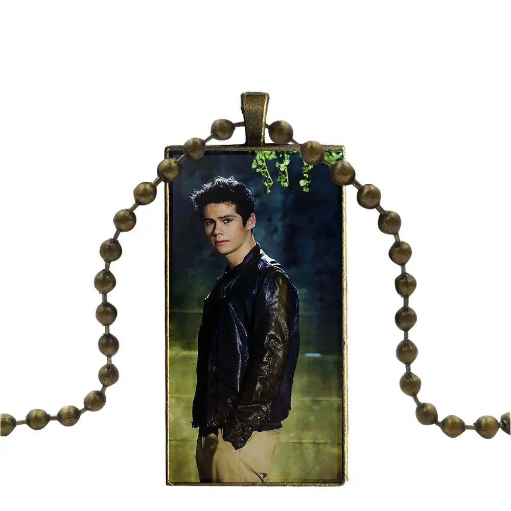 Stiles stilinski бронзовый цвет стеклянный кабошон с прямоугольной формы кулон колье