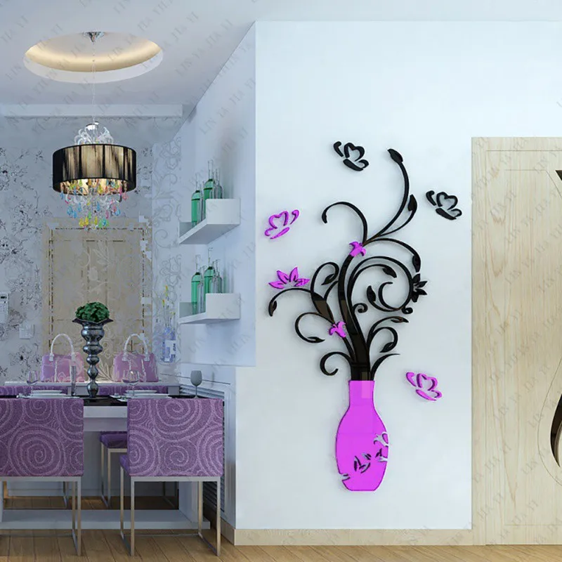3D домашние наклейки декор сделай сам модные ваза Цветочное дерево кристаллы
