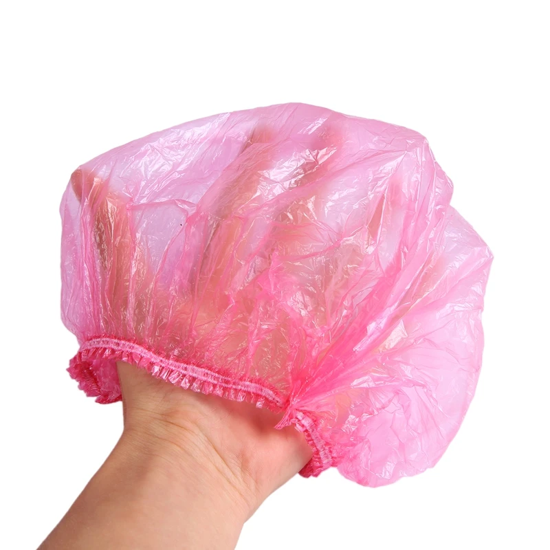 

100pcs Clear Disposable Plastic Shower Bath Caps for spa Hair Salon For Hotel/Home Use