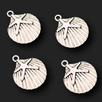 10pcs silver plated sea shell pendants retro earrings bracelet metal accessories diy charms for jewelry carfts making a932