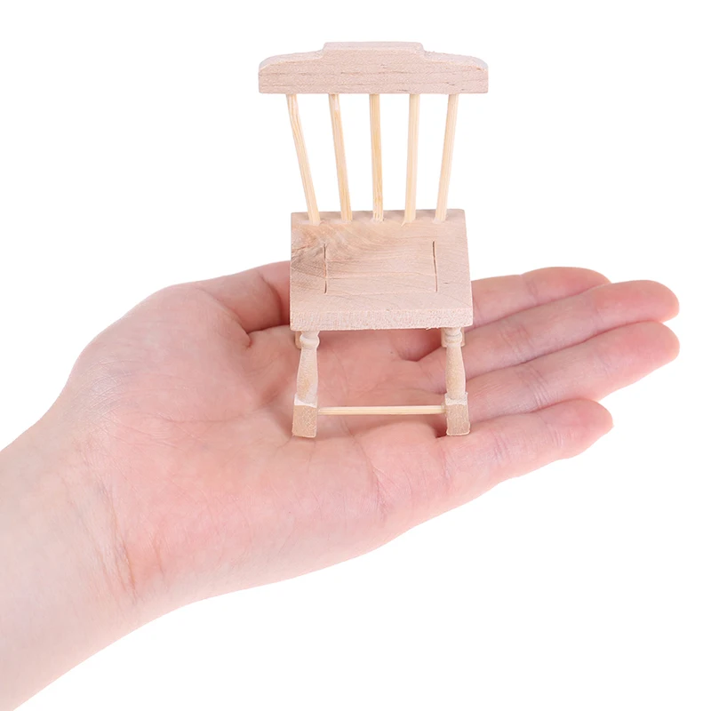 

1:6 1:12 Miniature Dollhouse Mini High Table Chair Doll House Furniture Pretend Play Toys Accessories Decoration Wooden new