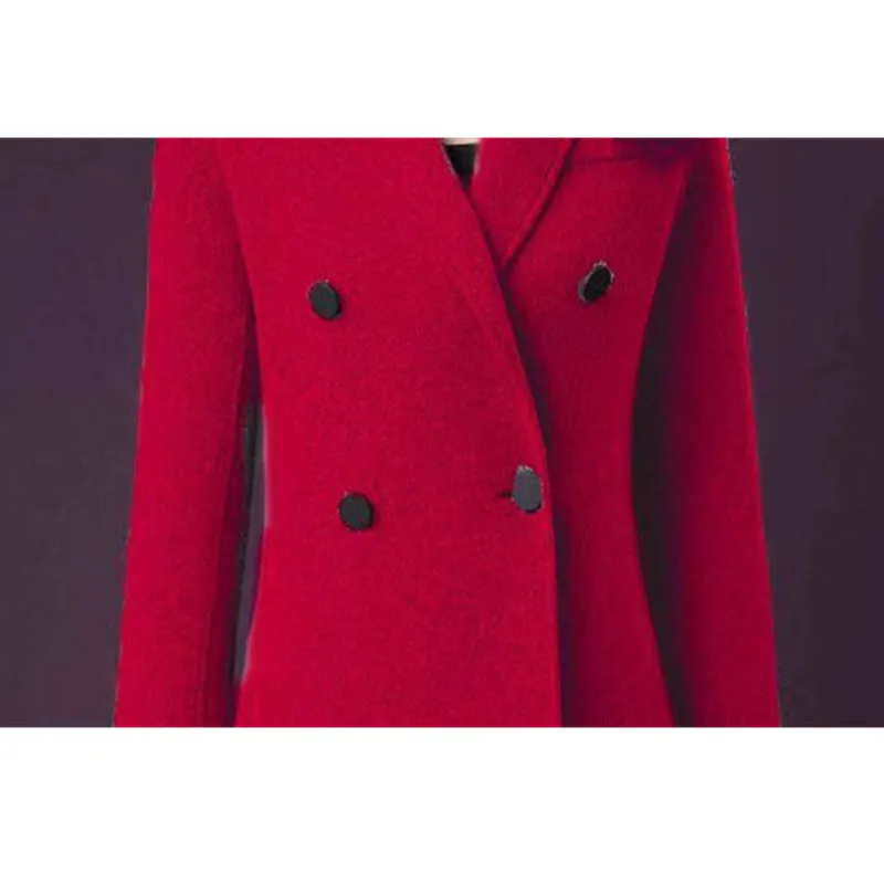 

Plus Size 4XL Long Woolen Coat Women Autumn Winter Fashion Slim Double Breasted Wool Overcoat Elegant Female Jacket H1129
