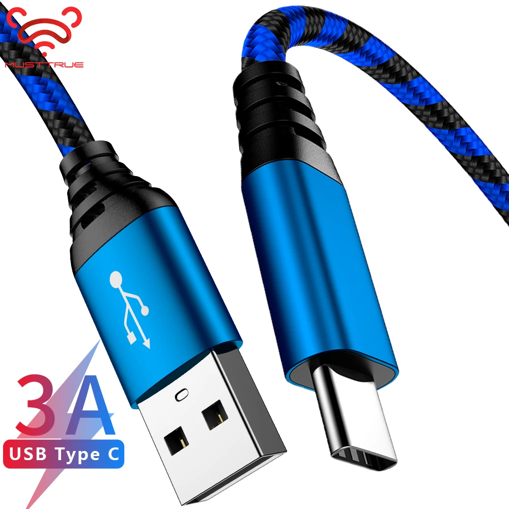Плетеный провод MUSTTRUE usb type C кабель для xiaomi mi 9t huawei p20 pro USB передачи данных oneplus