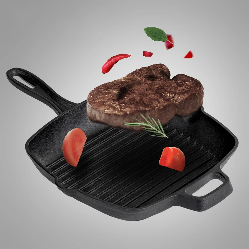 Чугунная сковорода COOKER KING для гриля без покрытия толстая мяса и стейка