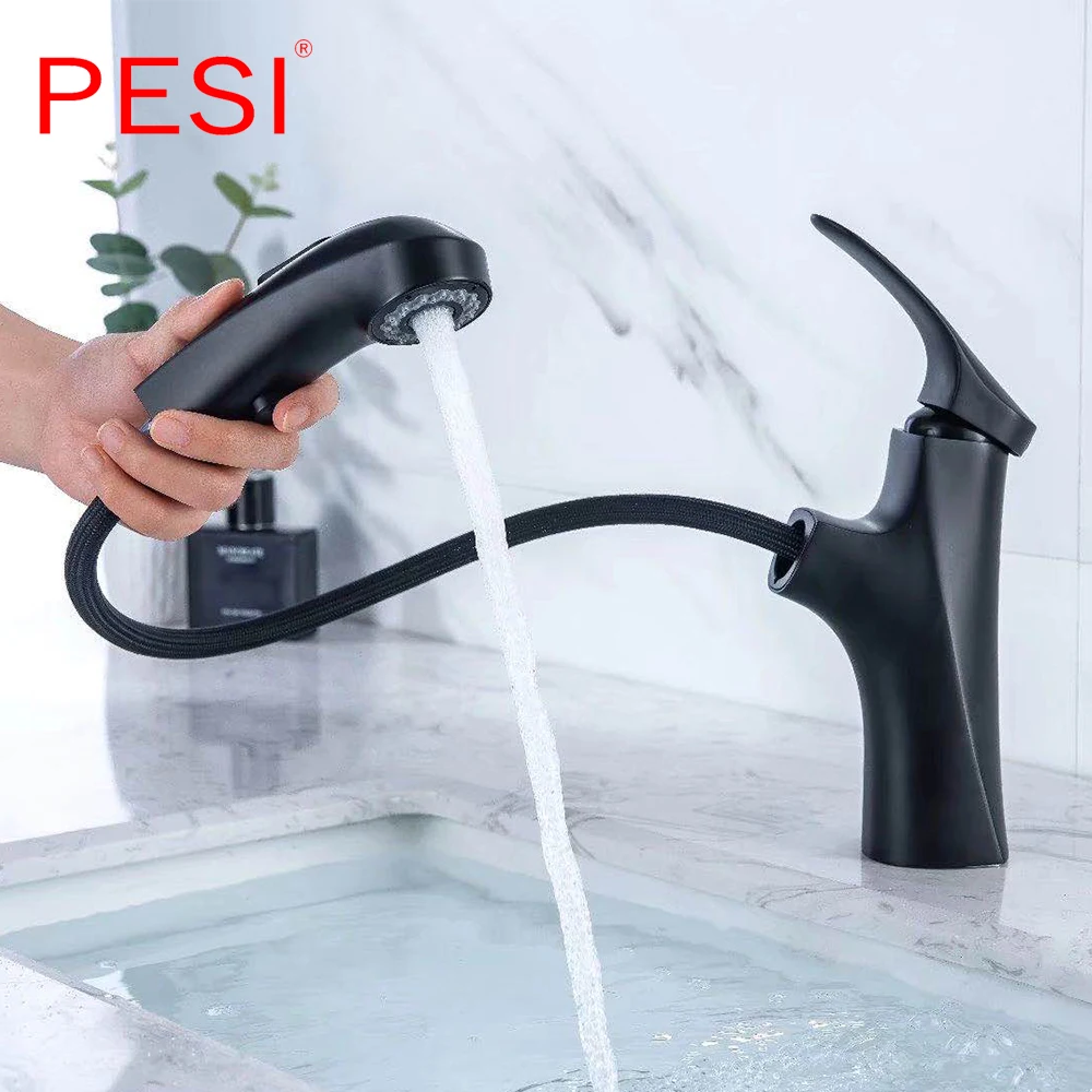 Смеситель для раковины в ванной и кухне выдвижной кран с одной ручкой креплением