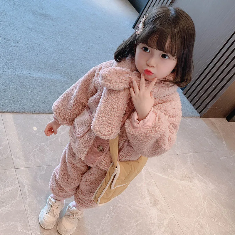 

Winter 2020 new Korean girls wool suit children's clothing keep warm clothes wholesale 11-58