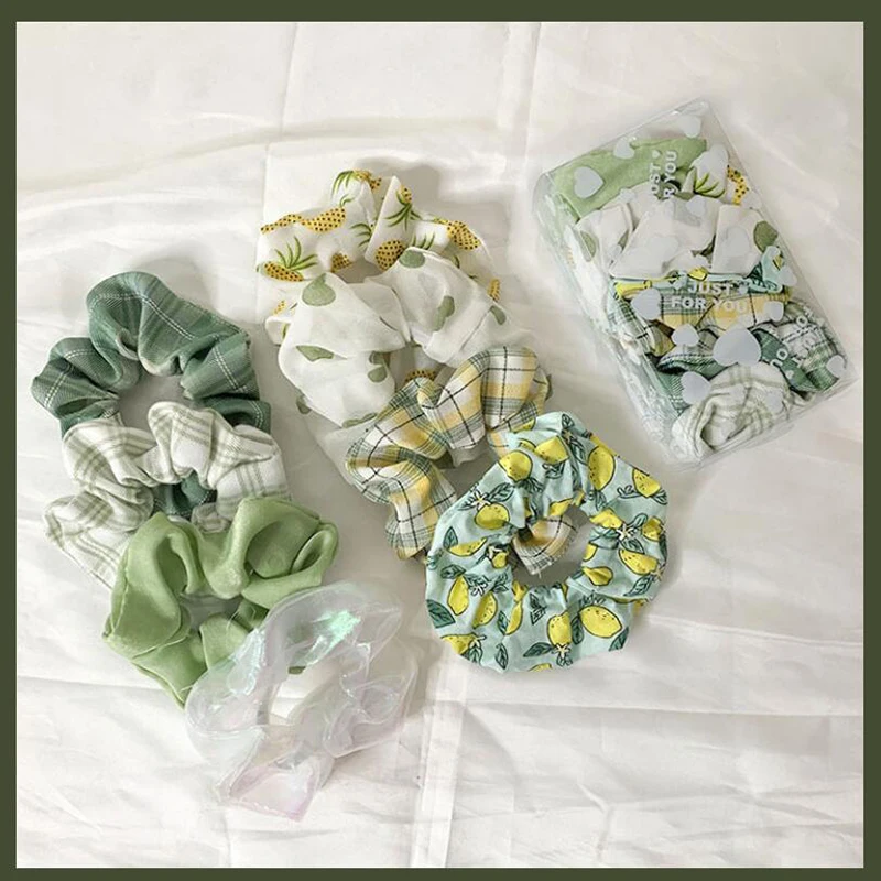 

1 Set Scrunchies Hair Ring Candy Color Hair Ties Rope Autumn Winter Women Ponytail Hair Accessories Girls Hairbands Gifts Plaid