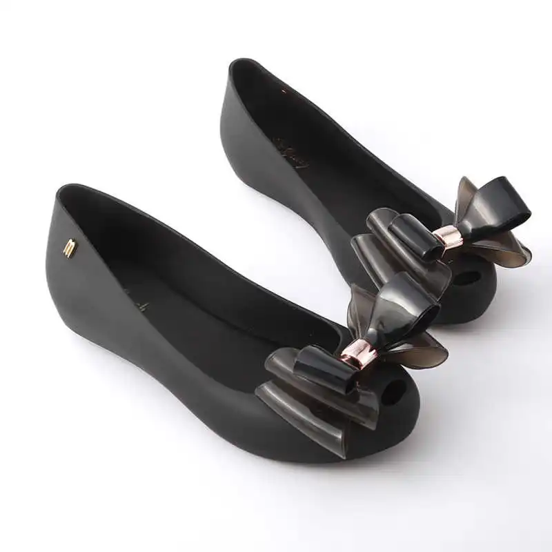 

2021 new jelly shoes women's flat bottomed hole shoes sandals summer bow sandals