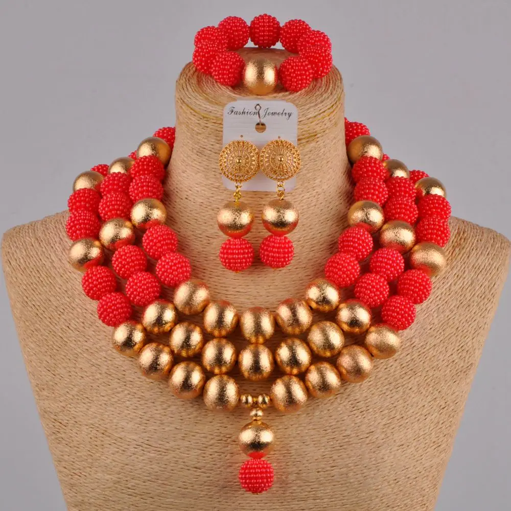 Персиковый комплект ювелирных изделий в африканском стиле ожерелье с