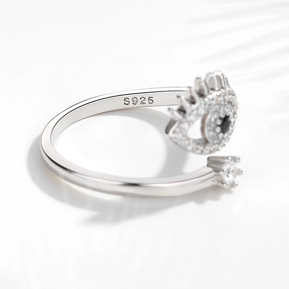 Женское кольцо от сглаза TONGZHE регулируемое серебряное с синим камнем 925 пробы |