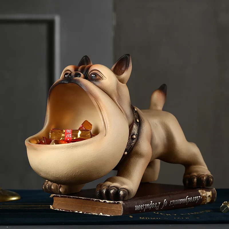 

Modern Minimalist Key Storage Box Living Room Porch Wine Cabinet Decoration Personality Law Fighting Simulation Dog Ornaments