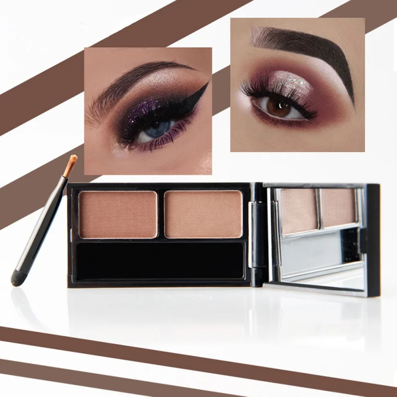 Коричневый черный два использования тени для бровей пудра макияжа крем с
