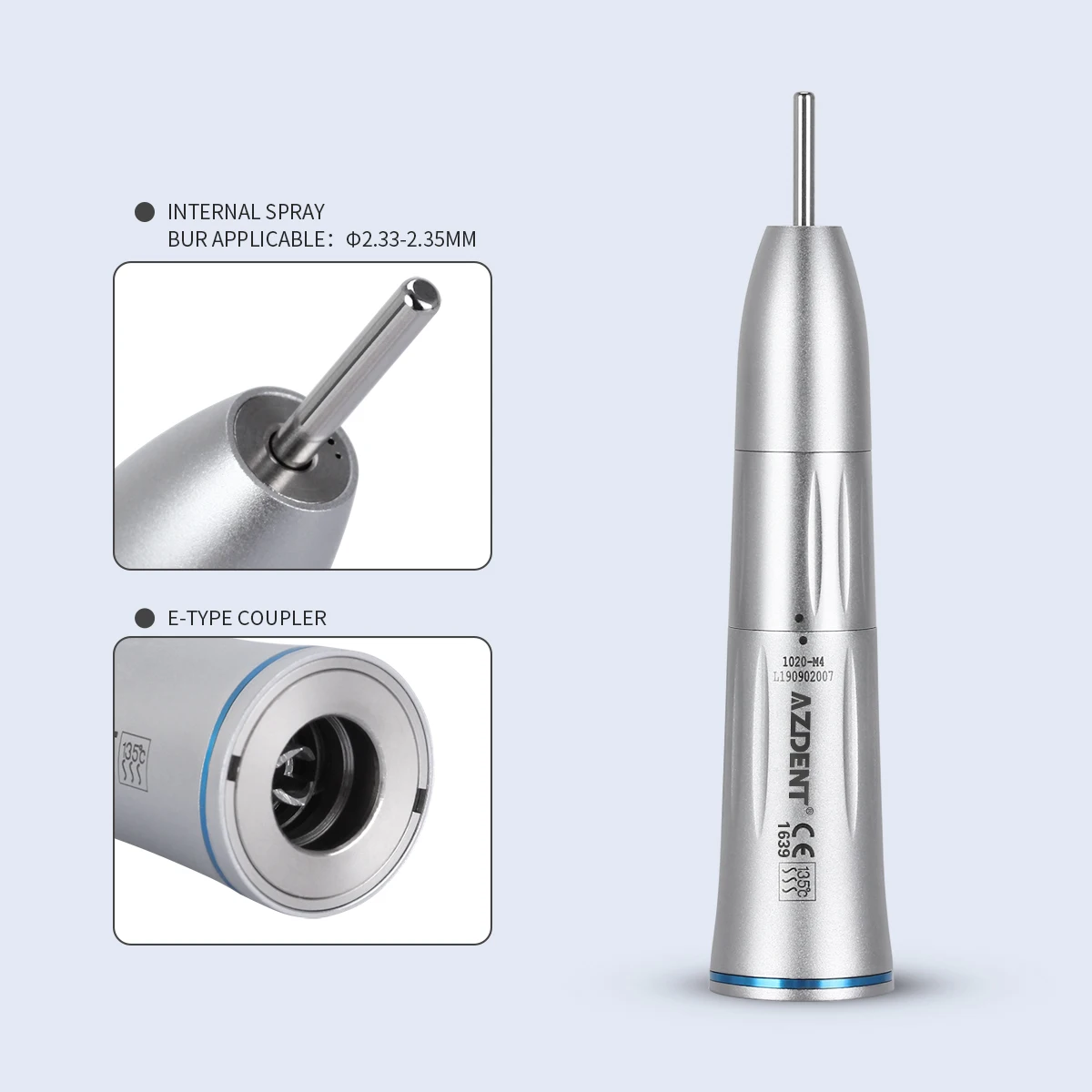AZDENT Dental 1:1 контр-угол прямой нос конус Воздушный Двигатель низкая скорость