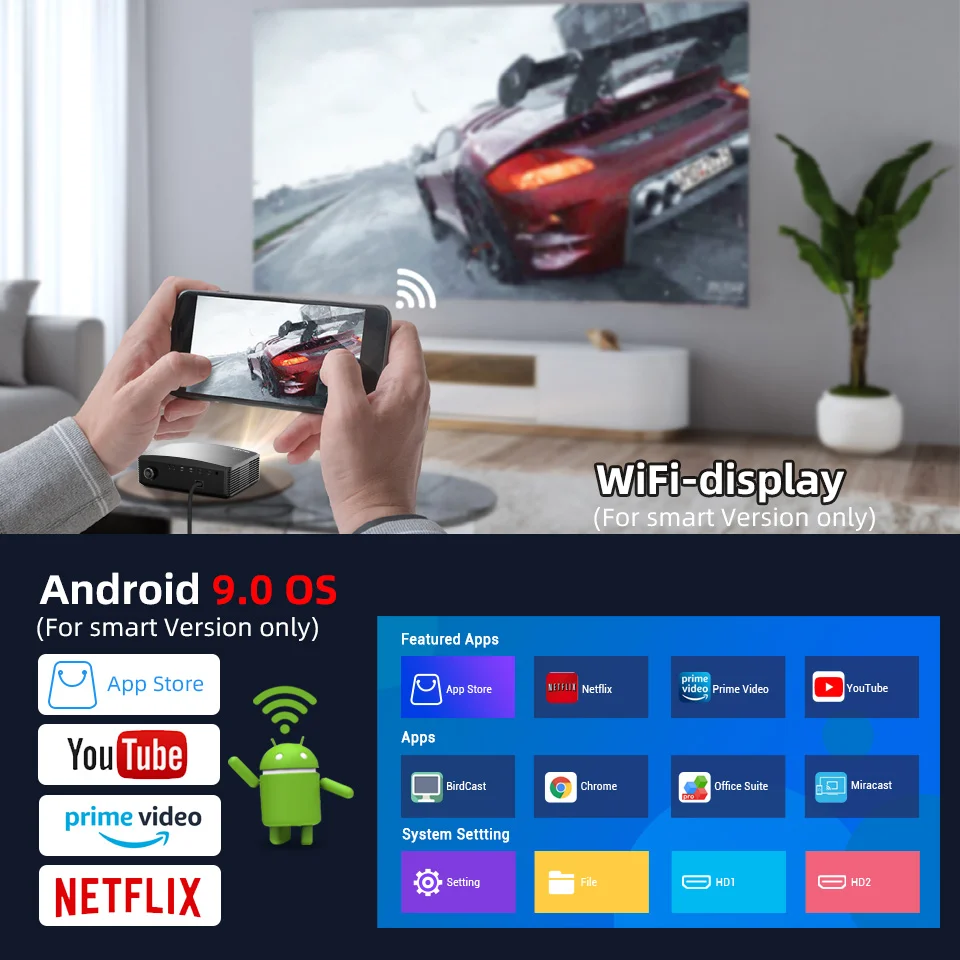 $246.32 BYINTEK K25 Full HD 4K 1080P LCD Smart Android Wifi LED Video Home Theater Projector 3D for Movie Game Smartphone Tablet