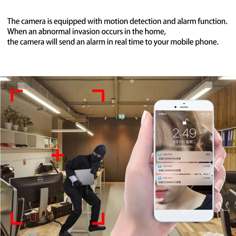 

Built-In 19 Infrared Lights Home Usb Camera Wireless Wifi Graffiti Smart 1080p Monitor 360 Degree Wide Angle Monitoring