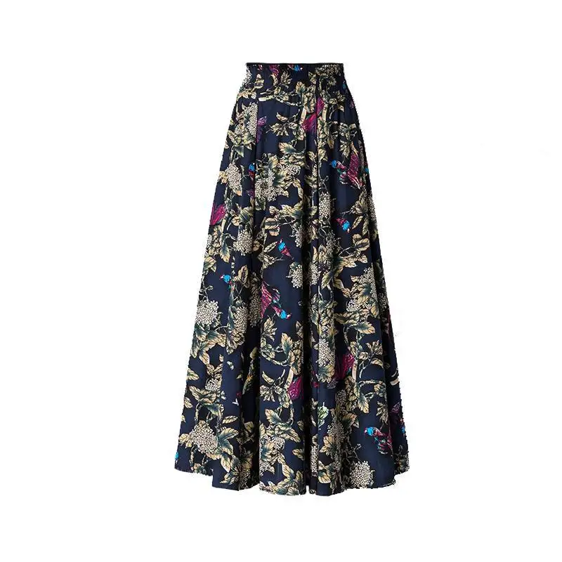

2021 New Spring Autumn Flower Embroidered Woolen Skirt Women Elegant High Waist Casual Skirts Mom Fashion Long Skirt Y200