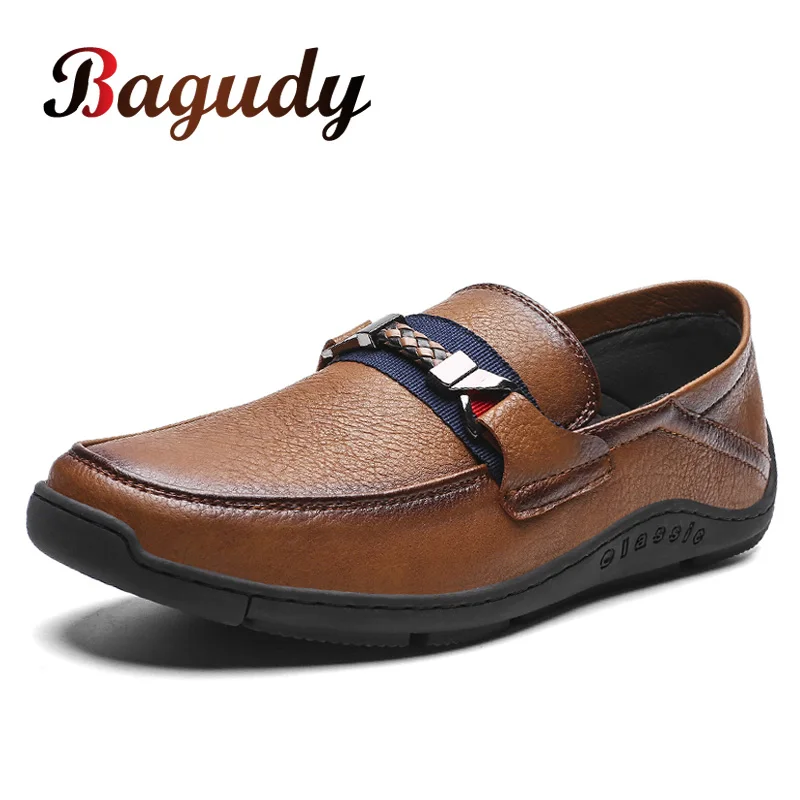 2019 New Men Loafers Leather Soft Flats Shoes High Quality Men's Driving Casual Moccasins Slip-On Oxford Male Size46 | Обувь