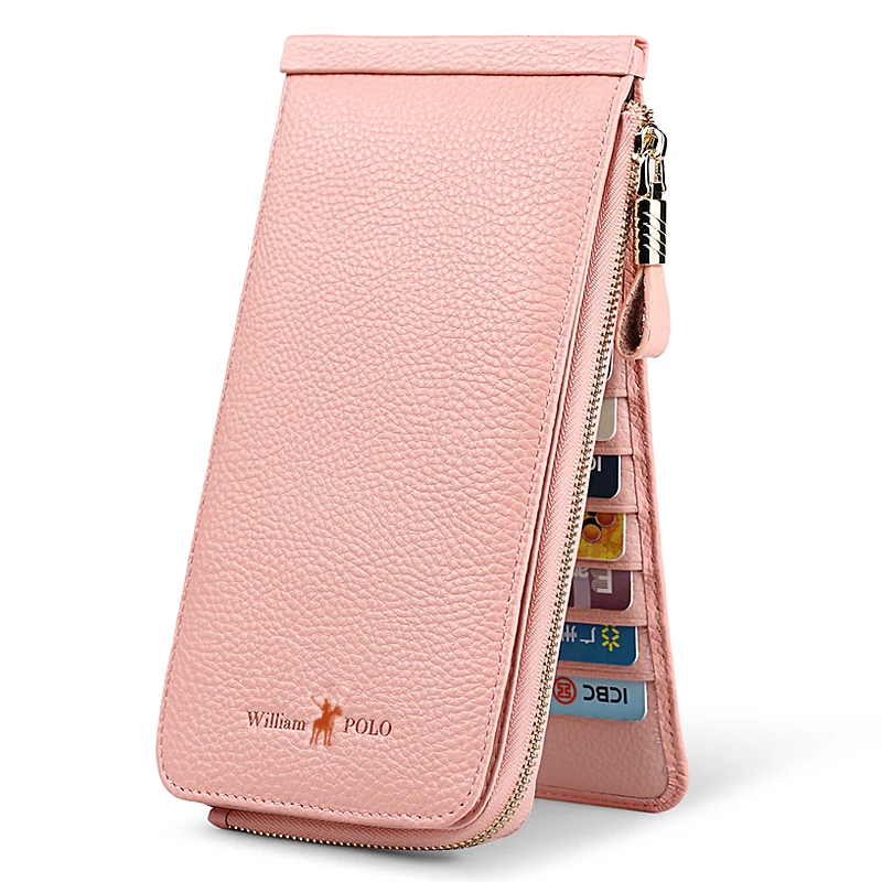 Высококачественный кожаный кошелек на молнии с rfid защитой и длинными