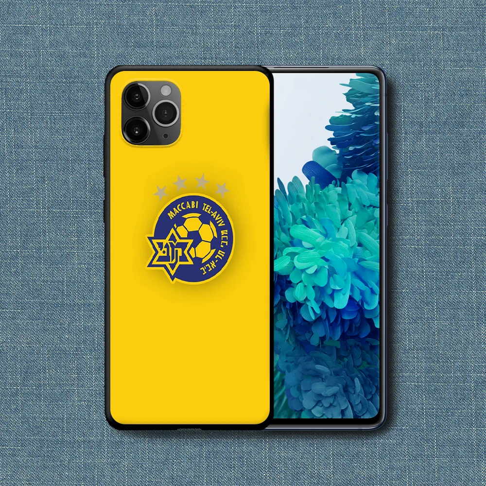 

Maccabi Tel Aviv Israel Football Phone Case For iPhone 4 4s 5 5S SE 5C 6 6S 7 8 Plus X XS XR 11 12 Mini Pro Max 2020 black Shell