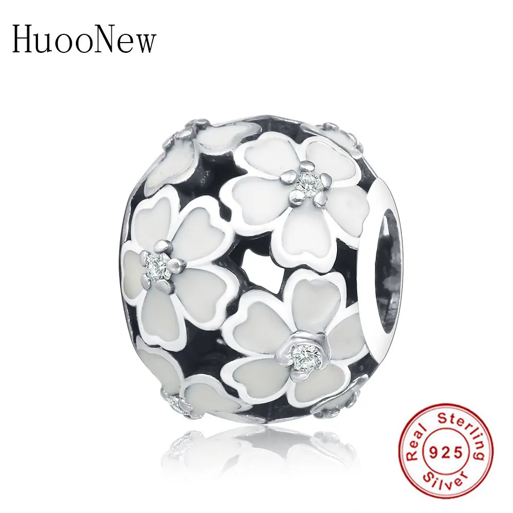 Розовый белый эмаль сердце лепестки цветок бусины подходят к оригинальному