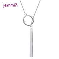 classic round circle bar pendant necklace simple 925 sterling silver chokers necklaces for women costume jewelry
