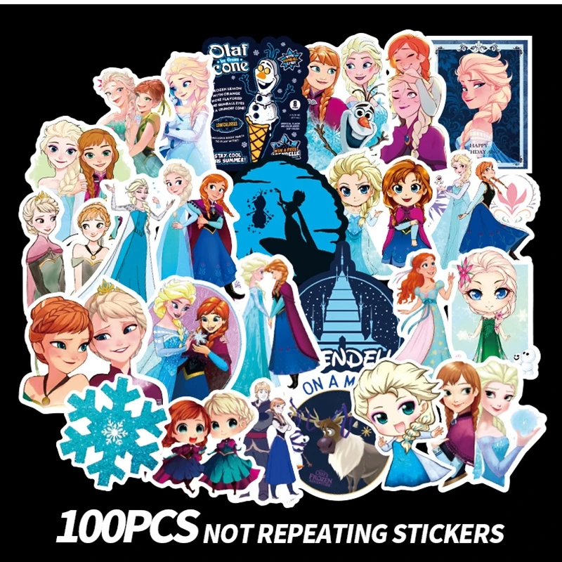 

100 шт. Disney фильма «Холодное сердце» 2 «Анна и Эльза» наклейка принцесса ПВХ Водонепроницаемый холодильник компьютер Чемодан скейтборд Стике...