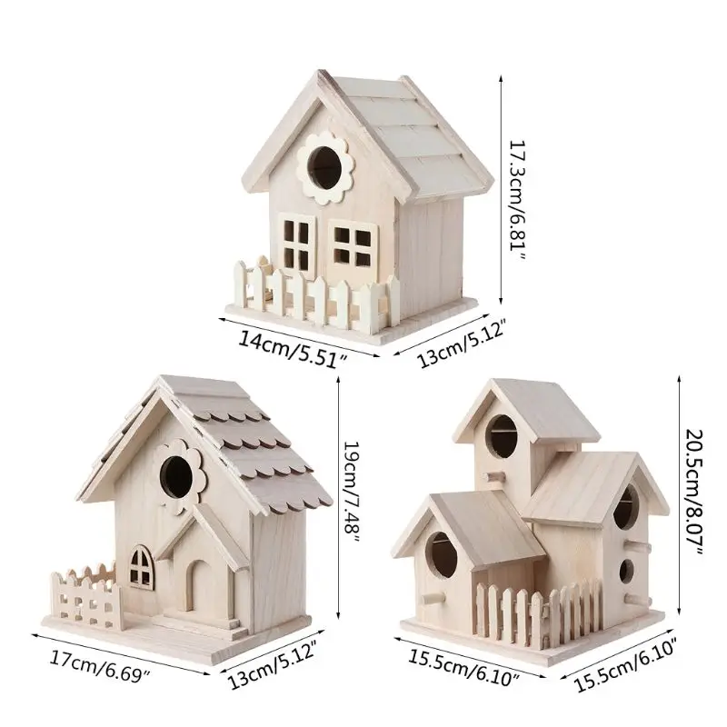 

Wooden Bird House Breeding Cage Fence Box Nest Garden Backyard Home Decoration