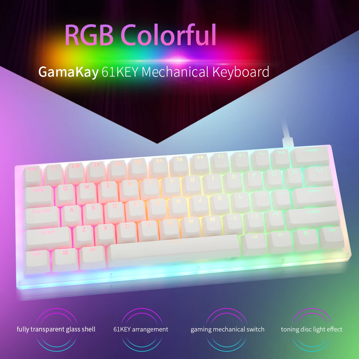 Iluminação com Interruptor Kit de Teclado Womier Chave Mecânico Personalizado 60% Case Pcb Swappable Interruptor Quente Suporte Efeitos Rgb Led 61