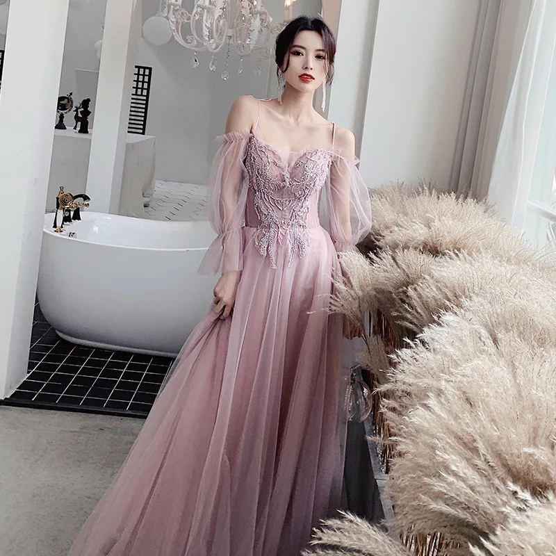

Sexy Evening Dress Pink Short Sleeves Floral Print Lace Up A-line Floor Length Party Gown Evening Gowns Prom Dress Abito Da Sera