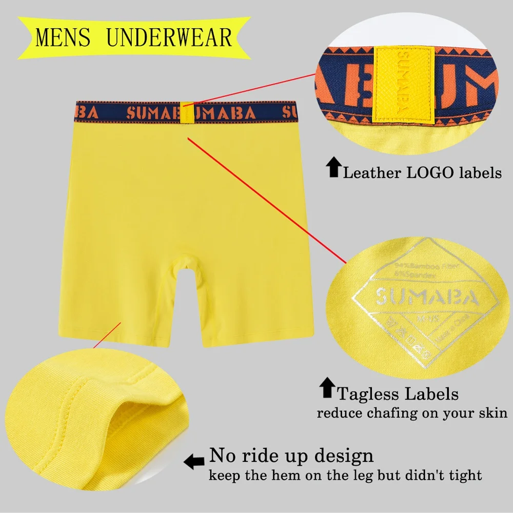 Men's Fashion Underwear Male Boxer Briefs Bamboo Fiber Male Fashion Briefs  Solid Color Multicolor Combination 4 PCS