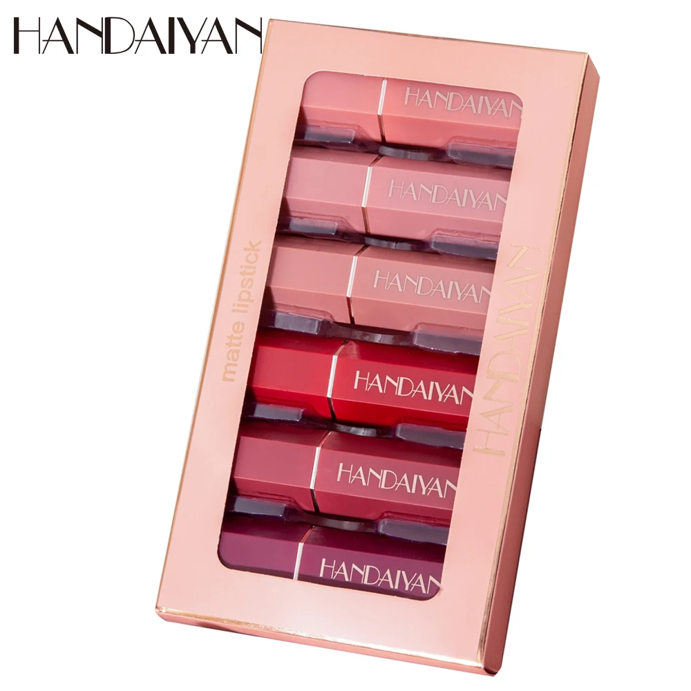 HANDAIYAN Lip Gloss Lightweight Matte Long Lasting Waterproof Velvet Lipstick Set Nourish Moisturizing Professional Makeup |