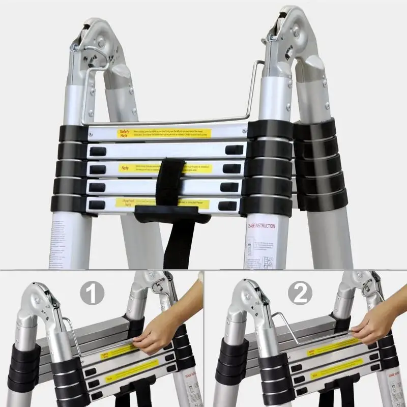 5m Foldable Telescopic Herringbone Ladder Multi Purpose Industrial Straight Industry HWC |
