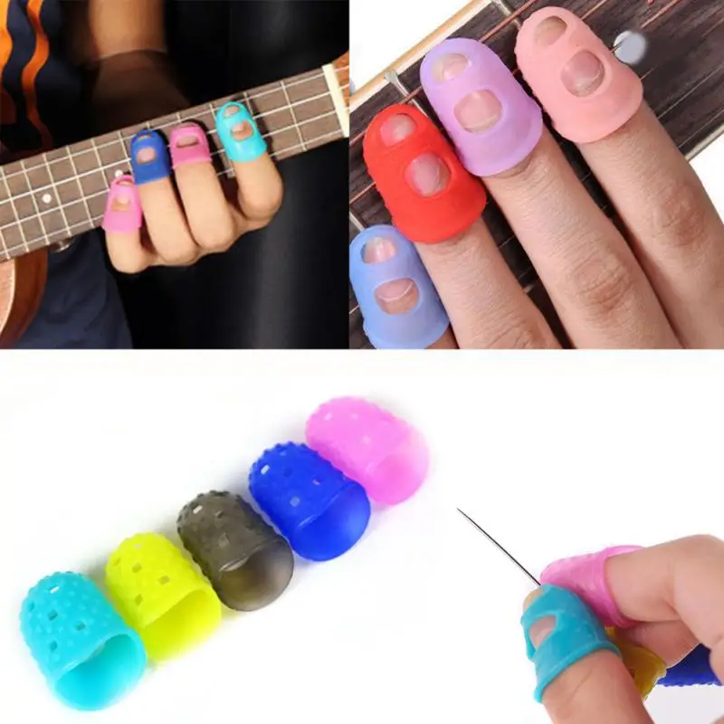 

Guitar Fingertip Protectors Silicone Finger Guards For Ukulele Guitar S M L Transparent Blue Color Guitar Parts & Accessories