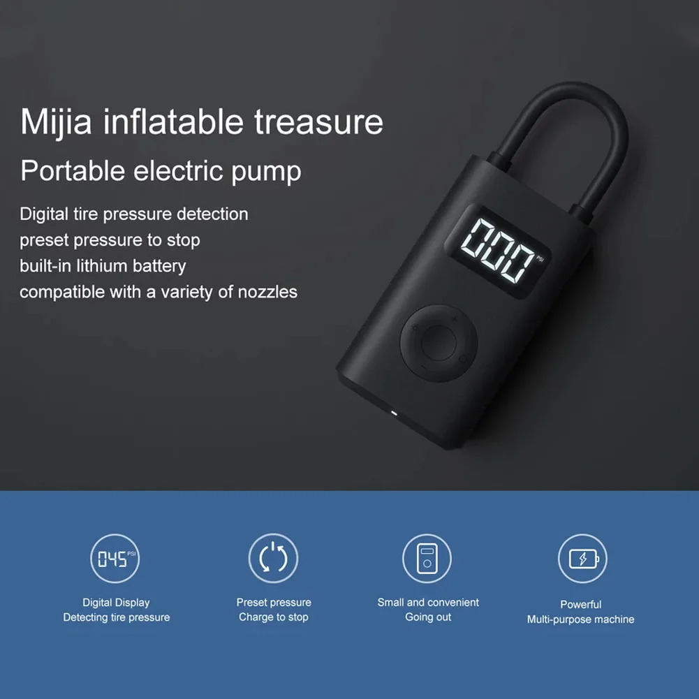 

Xiaomi Mijia Inflator Portable Mini LED Smart Digital Tire Pressure Sensor Electric Pump For Bicycle Motorcycle Car Soccer