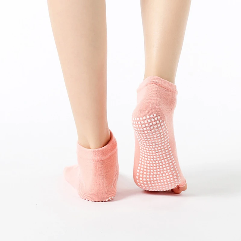 Yoga Socks Women Dance Half Toe Ankle Grip Short Backless Pilates Non Slip Five Finger Yogilates Meias Fitness Socking | Спорт и