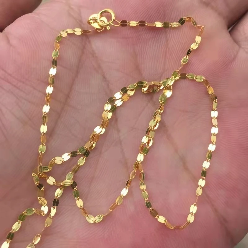 Чистое Ожерелье 18K Φ Lucky 1 мм Kiss Lip Link женское ожерелье подходит для подарка 16-18