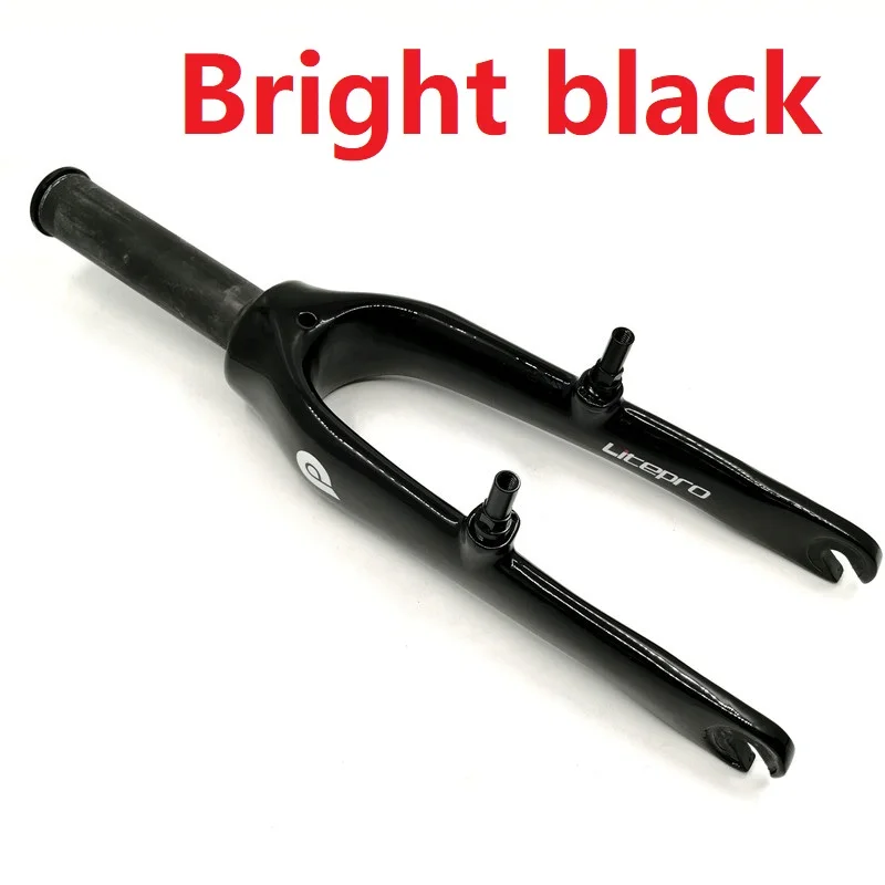 Bright Black LITEPRO 14 дюймов углеродная передняя вилка 74 мм 412 K3 1" складной велосипед Сверхлегкий углеродное волокно вилка яркий/матовый черный - Цвет: Bright Black