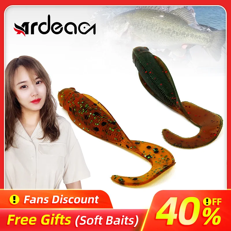 

Ardea Soft Lures 10pcs 40mm 0.4g Silicone Bait Worm Swimbait Wobblers Artificial Curly jigging tail Baitfishing Fishing Tackle