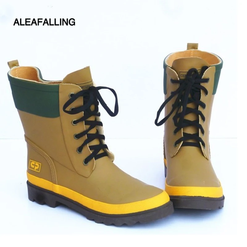 

Rainshoes Women's Short Lace-up Thick Wear-Resistant Non-Slip Waterproof Rubber Rain Boots Breathable Rain Shoes Shoe Cover
