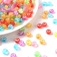50pcslot transparent mixed smiling face acrylic beads 7mm 10mm loose spacer beads for jewelry making diy handmade bracelet