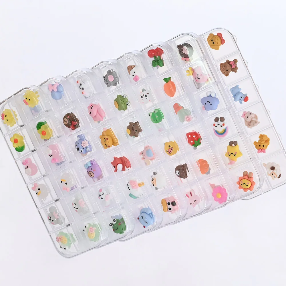12Gird/Box Kawaii мультяшный дизайн ногтей украшение 3D корейские мульти-формы милые