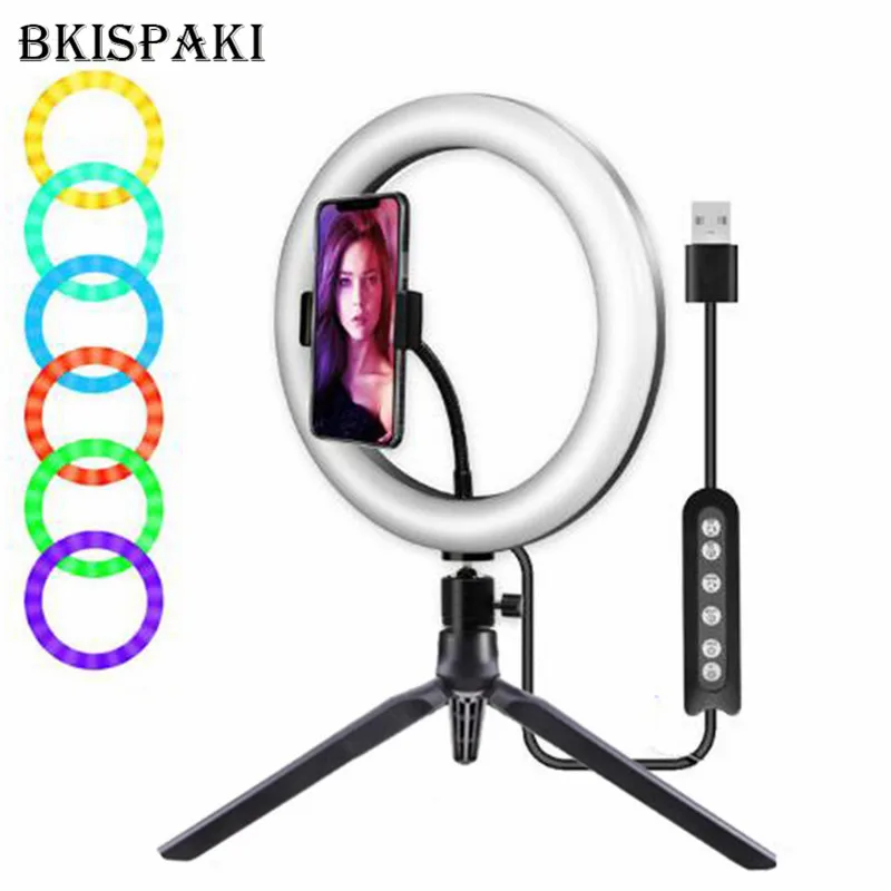 

10'' RGB Ring Light With Phone Tripod Stand Kit Camera Photography Video Recording Selfie LED light for Tiktok Youtube Live