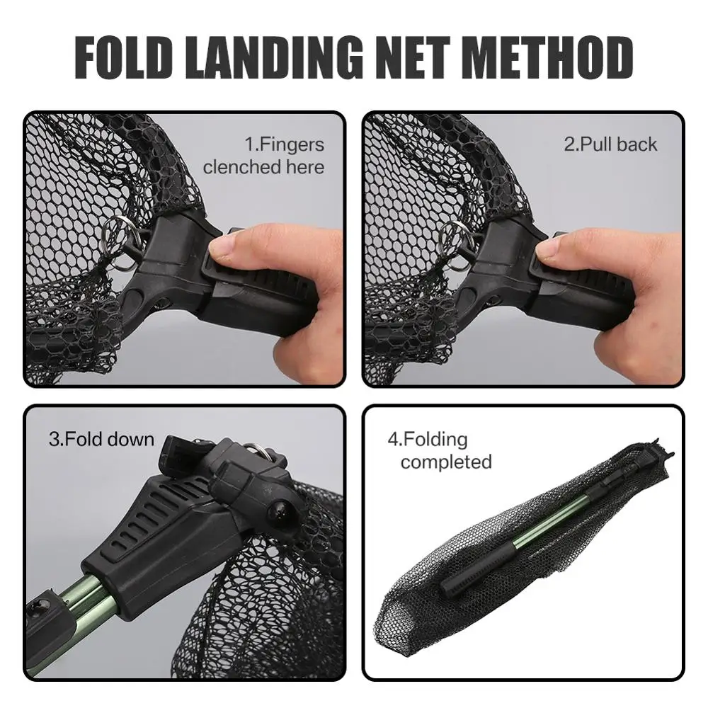 

130/155/190cm Retractable Fishing Net Aluminum Alloy Telescoping Pole Foldable Landing Net With Nylon Shrimp Mesh